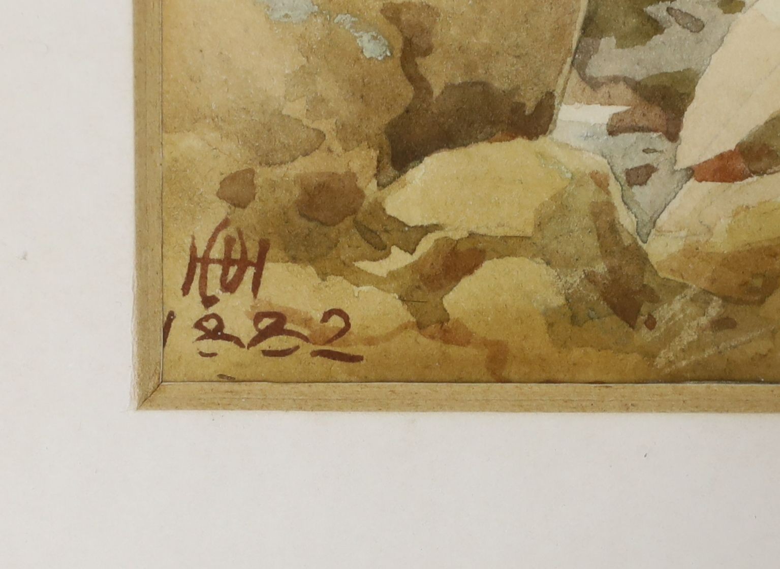 Helen O'Hara (1846-1920), watercolour, Sheep in a coastal landscape, monogrammed and dated 1882, 23 x 41cm